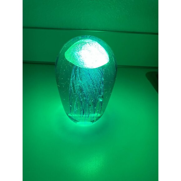 Handcrafted Glass Jellyfish Paperweight UV Reactive - Picture 4 of 7